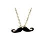 Elegant golden beard mustache Mustache Vintage necklace with black enamel (jewelry)