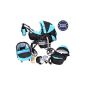 Baby Sportive - Landau baby with pivotable wheels + Car Seat - Buggy - 3in1 system, including changing bag and rain cover and mosquito (Baby Care)