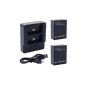 XCSOURCE® Battery Charger Dual USB 3 ports + 2x 1180mAh AHDBT-201 / AHDBT-301 / AHDBT-302 + cable Batteries GoPro HD Hero 3 To 3+ BC319 (Camera Photos)