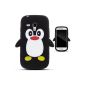 SKS Distribution® BLACK Cute Penguin Penguin Pouch Case Cover For Samsung Galaxy S3 i8190 SIII Mini (Wireless Phone Accessory)