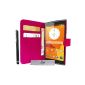 Case Cover Luxury Wallet Fuchsia Orange Nura and 3 + PEN FILM OFFERED !!  (Electronic appliances)