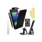 BAAS® Nokia Lumia 730/735 - Case Leather Flip Case Cover + 2X Screen Protector + Stylus For Capacitive Touch Screen (Electronics)