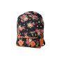 Backpack Main Bandouliere Woman Flower Leather School Randonee Camping Holidays college PU Leather 5 colors (black) (Clothing)