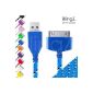 TheBlingZ.® - 2M Cable braided 8 meters Pin - USB for Apple iPhone 4S 4 3GS iPod iPod touch 1 2 3 - Marine (Electronics)
