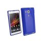 iGadgitz TPU Case Cover Blue Tinted Gloss Sony Xperia SP + Android Smartphone Screen Protector (Wireless Phone Accessory)