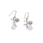 Oi!  - E2791 - Woman Dangling Earrings - Silver Plated - Pearl / Agate - Freshwater Pearl (Jewelry)