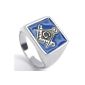 Konov jewelry Biker Men's Ring, Women's Ring, stainless steel, freemason, blue silver (jewelery)