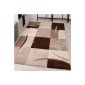 Designer rug with contour cut diamonds pattern Brown Beige, Size: 160x230 cm