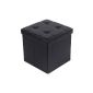 Songmics 38x38x38 cm Stool Pouf Cube Dice Foldable Safe / Black LSF30B Storage box