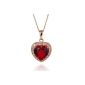 Y-BOA Clavicle Necklace Pendant Chain Passion Heart 18 Inch 18K Gold Plated Stainless Female Red Crystals (Jewelry)