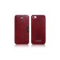 Luxury Leather Case for Apple iPhone 5 and 5S / side hinged / ultraslim / genuine leather / Folder Case / Color: Red (Electronics)