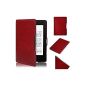 Swees® Leather Case for Amazon Kindle Paperwhite 2014 2013 2012 Leather Protective Skin Cover Case Leather Case Cover with Sleep / Wake Smart Cover Function + Screen Protector - Red