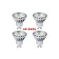 Xpeoo® Set of 4 Bulb 6W GU10 LED Equivalent to a 50W Halogen Spot Light Bulb Spotlight Lamp light 520 lm Cool White bulb Cool White Neutral Natural, 4500-5000k, No dimmable, AC 85-265V