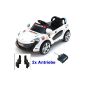 Roadster with 2x LED electric motors mp3 Kids Car Auto Electric Car Electric Vehicle (Black / White / Red) (Toy)