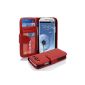Cadorabo!  PREMIUM - Book Style Case in wallet design for Samsung Galaxy S3 and S3 NEO (GT-i9300 / GT-i9301) in INFERNO RED (Wireless Phone Accessory)
