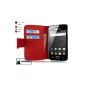 Cadorabo!  PREMIUM - Book Style Case in wallet design for Samsung Galaxy Ace (S5830 1.Generation) in CHILI RED (electronic)