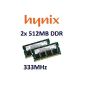 1GB Dual Channel Kit 2 x 512MB HYNIX original 200 pin DDR-333 (PC-2700) 32Mx16x8 doubleside (HYMD564M646CP6-J) for notebook - 100% compatible with DDR-266 (PC-2100) (Electronics)