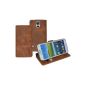 Book-Style Leather Case for Samsung Galaxy S5 * GENUINE LEATHER * Mobile Phone Case Case Case Case (Original Suncase) in antique - cognac