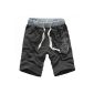 Men cotton blended Shorts Summer Casual Trousers With Elasticated Waistband Running Fitness (Textiles)