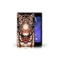Hull Stuff4 / Case for Sony Xperia M2 / Tiger-Orange Design / Motif Animals Aztec Collection (Wireless Phone Accessory)