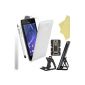 BAAS® Sony Xperia M2 - White Leather Flip Case Pouch Case + 2X Screen Protector + Stylus for Capacitive Touchscreen + Office Support (Electronics)