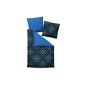 Maco cotton satin turn - Bedding by Biberna / Material: Satin 100% Maco cotton / Dessin: 635 615 / Color: 080 black - blue - green / Size: 135 x 200 cm