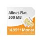 DeutschlandSIM Flat S 500 [SIM, Micro SIM and nano-SIM] monthly termination (500MB data Flat with max. 7.2 Mbit / s, telephony Flat, 9ct per SMS, 14,95 Euro / month) O2 network (Accessories)