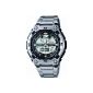 Casio - AQW-100D-1AVEF - Steel and Resin Watch - Quartz Analog and Digital - Multifunction - Chronograph - Time Zones - 5 Alarm - Timer - Moon Phases - Waterproof 20 ATM - Steel Bracelet (Watch)