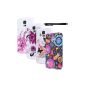 Hunye 5in1 Set: 4 x Soft Silicone TPU Case for Samsung Galaxy S5 Case Protective Case (Plum Blossom, Colored Jellyfish, Butterflies, Flowers) and 1 x Stylus (Electronics)