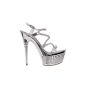 HIDDENFASHION - Female Girl Platform Sandals Heels Ankle Bride Metallic Mirror Effect Diamond (Clothing)