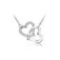 Intertwined hearts necklace set with Swarovski Elements crystal plated 18K white gold - diamond white crystals (chain + pendant) (Jewelry)
