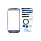 SAMSUNG GALAXY S3 i9300 i9305 WINDOW SCREEN EXTERNAL BLUE WITH KIT REPLACEMENT PARTS WITH 12: 1 GLASS REPLACEMENT SAMSUMG GALAXY S3 i9300 i9305 / 1 PINCETTE / 1 ROLL TAPE DOUBLE-SIDED 2 MM / TOOL KIT 1/1 CLOTH MICROFIBRE CLEANING / WIRE.  (Electronic devices)