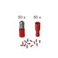 100 x Cosse Cylindrical Electric Red (50x and 50x Male Female) - Electric Terminals (For son up to 1mm² 0.4mm) - FREE SHIPPING!  (Others)