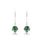 Yazilind dazzling Silver Round CUT long green zircon flowers dangle earrings (Jewelry)