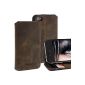 Blumax ® Leather Case for Apple iPhone LUCCA 4 iPhone 4s Case Case Cover Case Bag USED Antique Tobacco Brown Book Style Bookcase BookBook Wallet made of genuine leather with stand function View Funtkion & debit credit card compartment (electronics)
