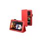 Red Leather Protective Carrying Case Pouch Leather Case with Stand for sleep mode Amazon Kindle Fire HD 7 inch 7 