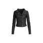 Violet Leather Fashion Ladies PU leatherette transition jacket with side zipper, black (Textiles)