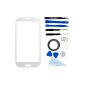 SAMSUNG GALAXY S3 i9300 i9305 SCREEN GLASS WHITE WITH EXTERNAL KIT REPLACEMENT PARTS WITH 12: 1 GLASS REPLACEMENT SAMSUMG GALAXY S3 i9300 i9305 / 1 PINCETTE / 1 ROLL TAPE DOUBLE-SIDED 2 MM / TOOL KIT 1/1 CLOTH MICROFIBRE CLEANING / WIRE.  (Electronic devices)