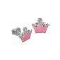 Tea Wee Children Earring Pink crown with zirconia 925 sterling silver stud earrings Children Children Jewelry SDO8105P (jewelry)