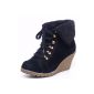 Lined Ladies Ankle Boots * velours * Wedge folded at shaft * 2 colors to choose from * (Textiles)