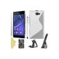BAAS® Sony Xperia M2 - Clear S-Line Silicone Gel Case + 2X Screen Protector Film + Stylus + Office Support (Electronics)