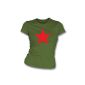 TshirtGrill Red Star (as worn by Michael Stipe of REM) Thin T-shirt of the seat of the girl, color- Olive (Textiles)