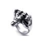 Konov Jewelry Ring Man - Middle Finger - Stainless Steel - Rings - Fantasy - Men and Women - Color Black Silver - With Gift Bag - F21836 - Size 68 (Jewelry)