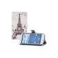 kwmobile® Elegant Wallet Faux Leather Case for the Samsung Galaxy S3 i9300 / i9301 S3 Neo in City Design Paris Eiffel Tower with magnetic closure and stand functions in White Black (Wireless Phone Accessory)