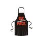 Popular Cooking / BBQ Apron Apron for cooking enthusiasts with an ingenious design: Sixpack in bacon color black (household goods)
