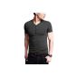 T Shirt dark gray short sleeve V-neck slim fit Casual Top, size L ...