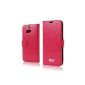 HTC One M8 PDNcase Case Cover PU Leather Wallet Case for HTC One M8 (2014) Color Pink (Wireless Phone Accessory)