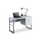 Desk Cornell | Glossy White | 2 drawers, attaches to either side