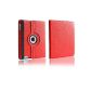 JAMMYLIZARD | Leather Case Smart Case for iPad 360 degree rotating 4 (with Retina display), iPad 3 and iPad 2 compatible with the on / standby screen protection included (RED) (Electronics)