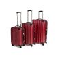 TecTake Set 3 Set of suitcases Trolley burgundy hard case - with integrated combination lock - telescopic handle - wheeled 360 (Luggage)